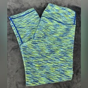IAB MFG Green & Blue Heather Flex High Waisted Capri XS Yoga Workout Legging